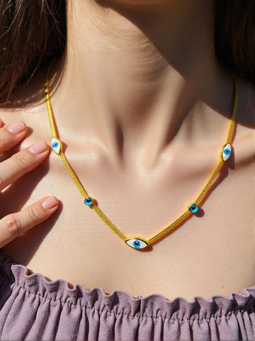 Golden Evil Eye Charm Necklace
