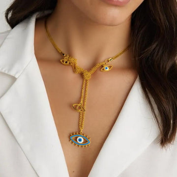 Golden Eye Motif Necklace