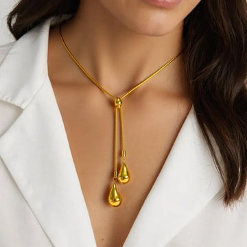 Gold Chunky Double Drop Necklace