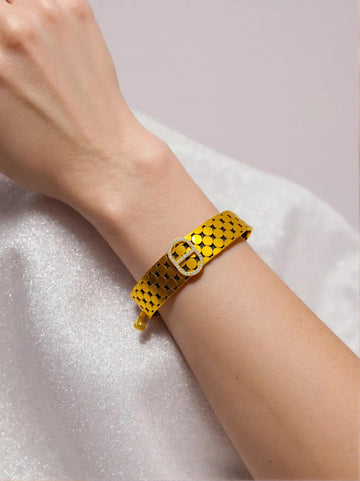 Golden Hex Elegance Cuff Bracelet