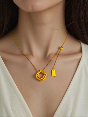 Golden Quad Charm Duo Necklace