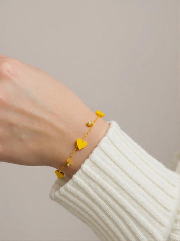 Golden Radiance Heart Charm Bracelet