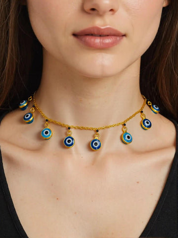 Golden Guardian Evil Eye Charm Necklace