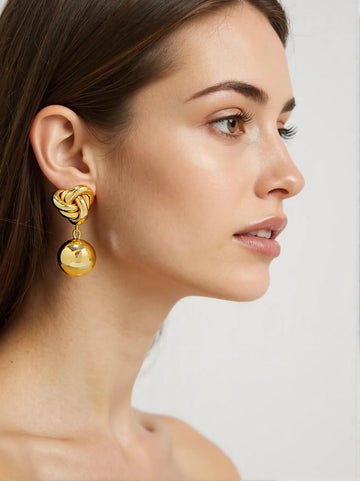 Elegant Golden Knot Drop Earrings