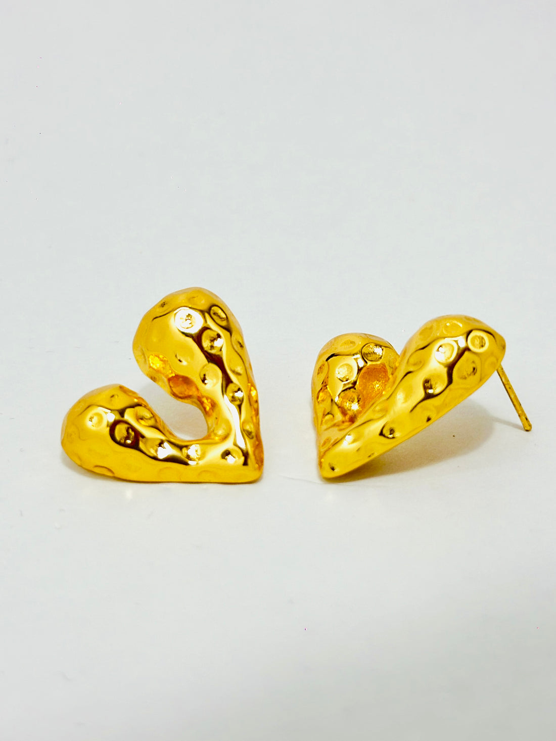 Textured Golden Heart Earrings