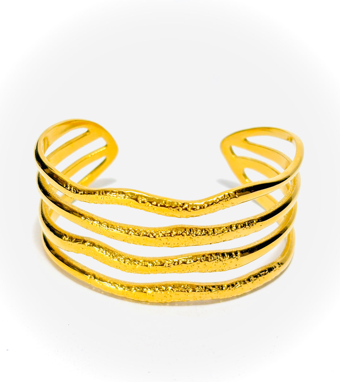 Wave Harmony Gold Cuff Bracelet