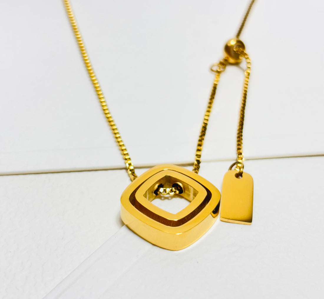 Golden Quad Charm Duo Necklace