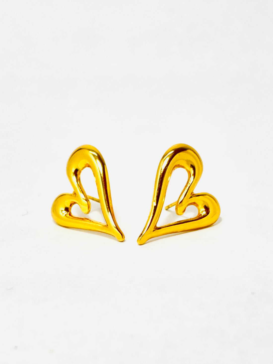 Golden Hollow Heart Earrings