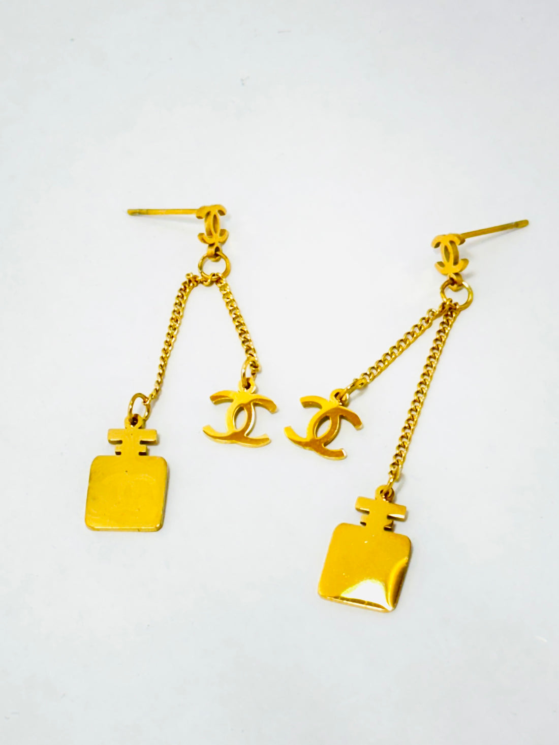 Chanel-Inspired Golden Logo Earrings