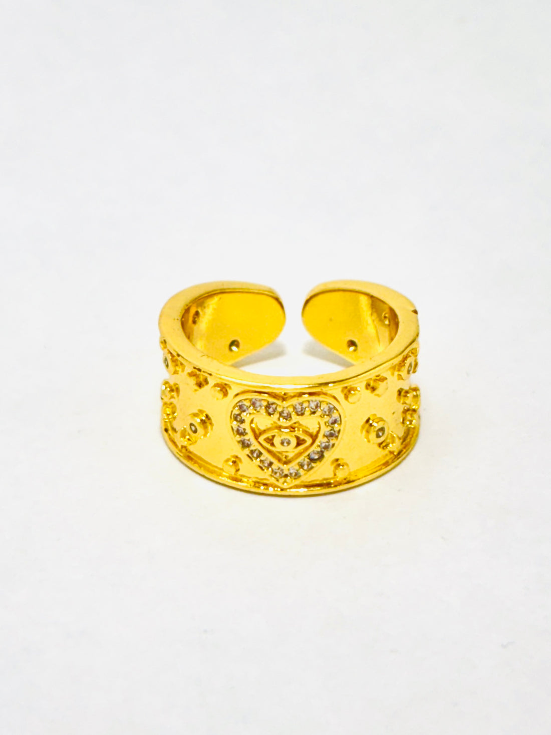 Heart & Amp Eye Ring with Gemstone Accents