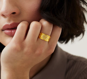 Heart & Amp Eye Ring with Gemstone Accents