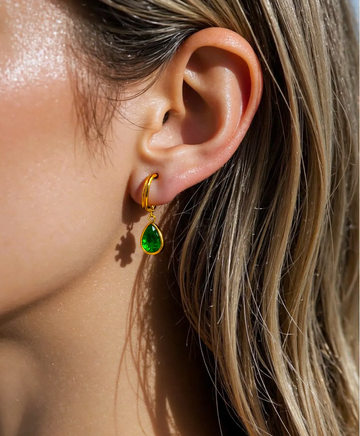 Golden Emerald Drop Earrings
